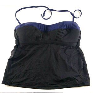 Athleta Tankini Swim Top Black Blue XL
